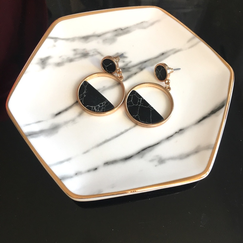Black Marble Design Earrings